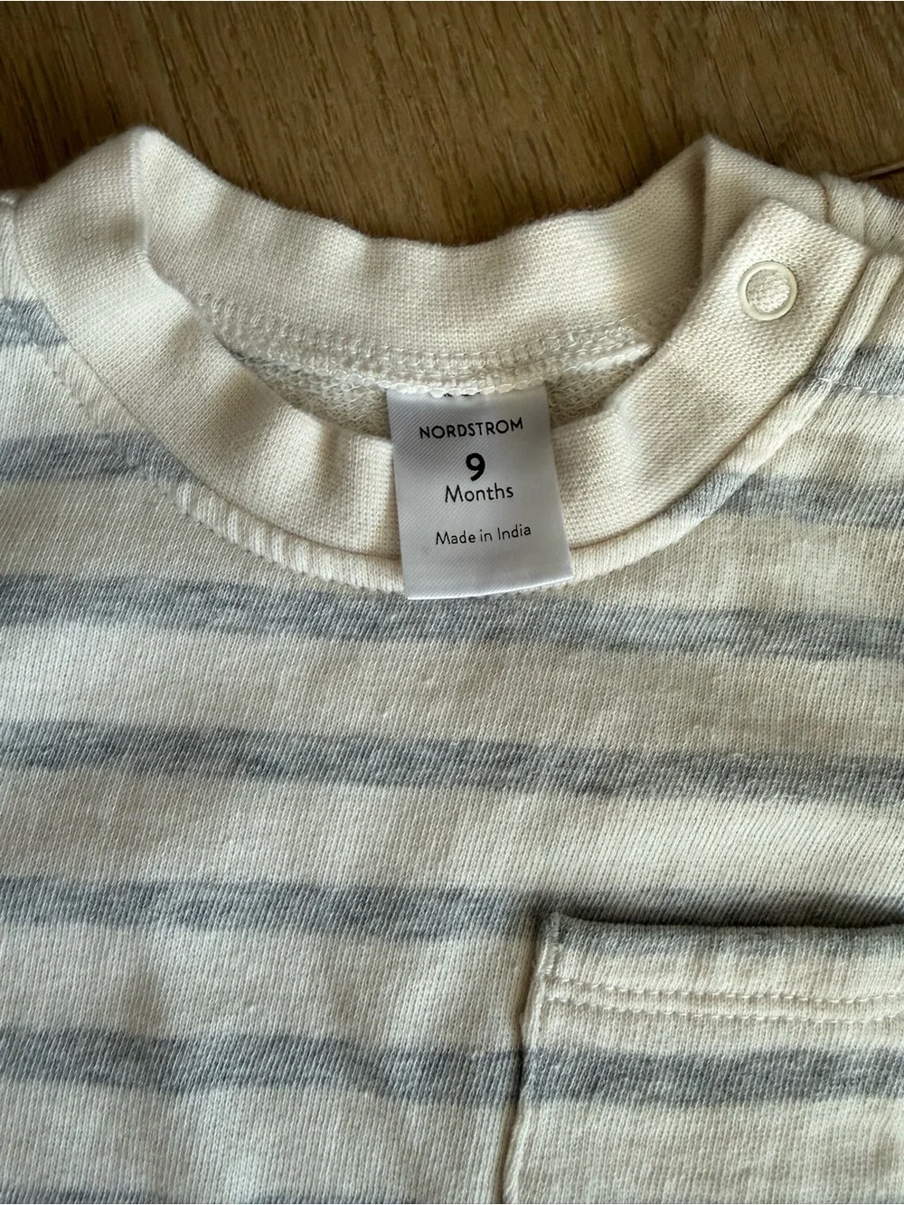 Nordstrom Cream & Light Gray Striped Baby One-Piece